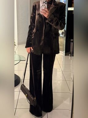 Mango brown velvet pants and blazer